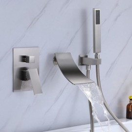 Wall Mounted Copper Brushed Gold/Brushed Nickel Bathtub Faucet For Bathroom