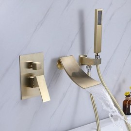 Wall Mounted Copper Brushed Gold/Brushed Nickel Bathtub Faucet For Bathroom