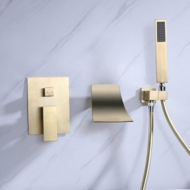 Wall Mounted Copper Brushed Gold/Brushed Nickel Bathtub Faucet For Bathroom