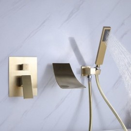 Wall Mounted Copper Brushed Gold/Brushed Nickel Bathtub Faucet For Bathroom