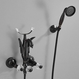 Copper Wall Mounted Bathtub Faucet With Crystal Handle For Bathroom 4 Models