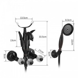 Copper Wall Mounted Bathtub Faucet With Crystal Handle For Bathroom 4 Models