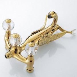 Copper Wall Mounted Bathtub Faucet With Crystal Handle For Bathroom 4 Models