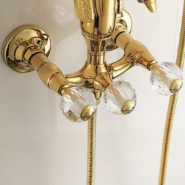 Copper Wall Mounted Bathtub Faucet With Crystal Handle For Bathroom 4 Models