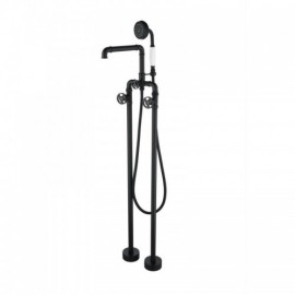Black Copper Floor Standing Shower Faucet For Bathroom