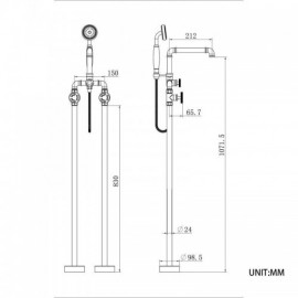 Black Copper Floor Standing Shower Faucet For Bathroom