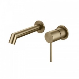 Brushed Gold/Grey Single Handle Wall Mount Lavatory Faucet
