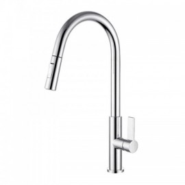 Black/Chrome/White Kitchen Faucet With Retractable Nozzle