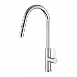 Black/Chrome/White Kitchen Faucet With Retractable Nozzle