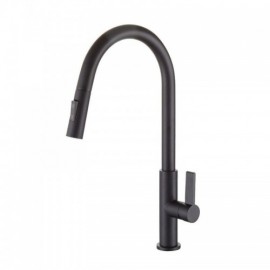 Black/Chrome/White Kitchen Faucet With Retractable Nozzle