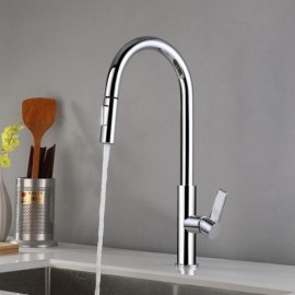 Black/Chrome/White Kitchen Faucet With Retractable Nozzle