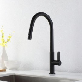 Black/Chrome/White Kitchen Faucet With Retractable Nozzle