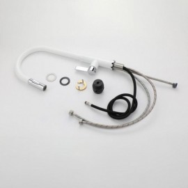 Black/Chrome/White Kitchen Faucet With Retractable Nozzle