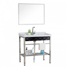 White Ceramic Basin With 304 Stainless Steel Support Mobile Washbasin