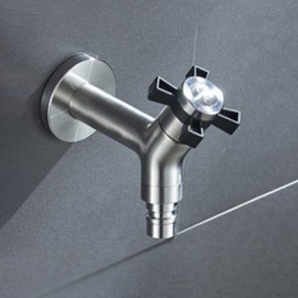 Black/Brushed Nickel Cold Water Faucet In Stainless Steel For Washing Machine Garden Laundry
