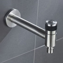 Black/Brushed Nickel Wall-Mounted Cold Water Faucet In Stainless Steel For Garden Washing Machine