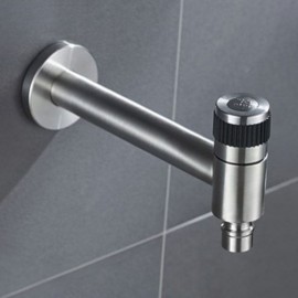 Black/Brushed Nickel Wall-Mounted Cold Water Faucet In Stainless Steel For Garden Washing Machine