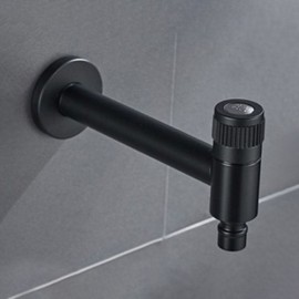 Black/Brushed Nickel Wall-Mounted Cold Water Faucet In Stainless Steel For Garden Washing Machine
