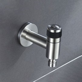 Black/Brushed Nickel Wall-Mounted Cold Water Faucet In Stainless Steel For Washing Machine