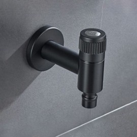 Black/Brushed Nickel Wall-Mounted Cold Water Faucet In Stainless Steel For Washing Machine