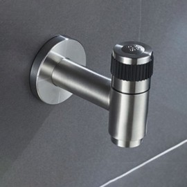 Black/Brushed Nickel Wall-Mounted Cold Water Faucet In Stainless Steel For Laundry