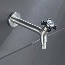 Classic Black/Brushed Nickel Wall-Mounted Faucet In Stainless Steel Cold Water For Washing Machine And Garden