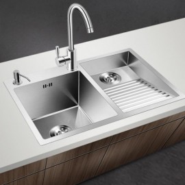 Silver Stainless Steel Double Bowl Kitchen Sink With Soap Dispenser Drain Without/With Faucet
