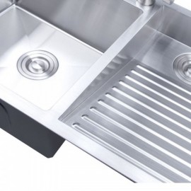 Silver Stainless Steel Double Bowl Kitchen Sink With Soap Dispenser Drain Without/With Faucet