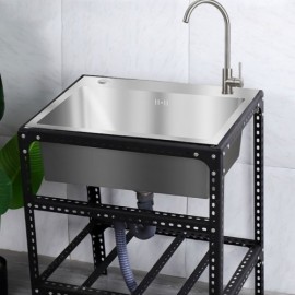 Outdoor Mobile Sink In 304 Stainless Steel With Single Tray Support For Garden Balcony