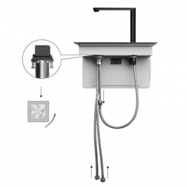 Black/Silver Undermount Kitchen Sink 304 Stainless Steel Single Bowl With Faucet