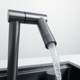 Black/Silver 304 Stainless Steel Undermount Sink With Drain Faucet For Kitchen