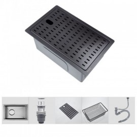 Black/Silver Stainless Steel Undermount Kitchen Sink With Drain Basket