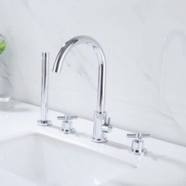 Copper Brushed Gold/Black/Chrome 3 Handle Bathroom Bathtub Mixer Faucet
