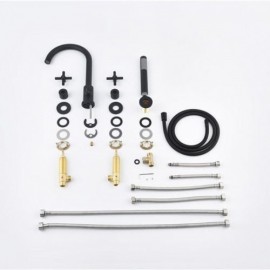 Copper Brushed Gold/Black/Chrome 3 Handle Bathroom Bathtub Mixer Faucet