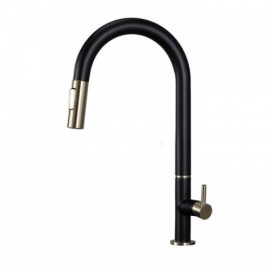 Black Gold Copper Pull Out Kitchen Faucet Single Handle