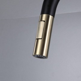 Black Gold Copper Pull Out Kitchen Faucet Single Handle
