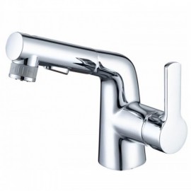 Basin Mixer With Extractable Copper Nozzle For Bathroom