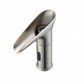 Waterfall Style Brushed Copper Infrared Sensor Led Basin Faucet