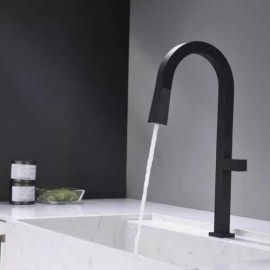 Classic Black Copper Kitchen Faucet With Pull-Out Nozzle Total Height 50Cm