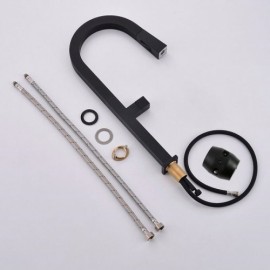Classic Black Copper Kitchen Faucet With Pull-Out Nozzle Total Height 50Cm