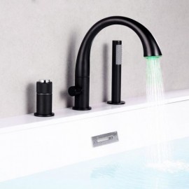 Contemporary Led Bathtub Mixer For Bathroom Black/Chrome