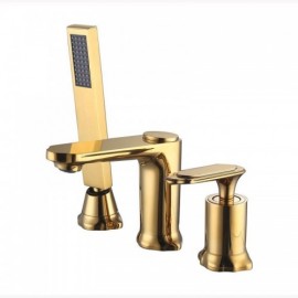 Copper Basin Faucet With Hand Shower For Bathroom Gold/Chrome