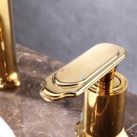 Copper Basin Faucet With Hand Shower For Bathroom Gold/Chrome