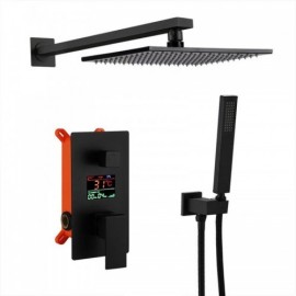 Black Recessed Shower Faucet 2 Functions With Led Digital Display