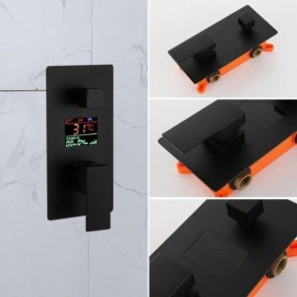 Black Recessed Shower Faucet 2 Functions With Led Digital Display