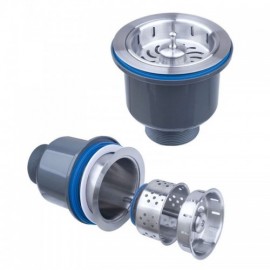 Black Round Kitchen Sink Single Washbasin D46Cm With Silver Steel Drain