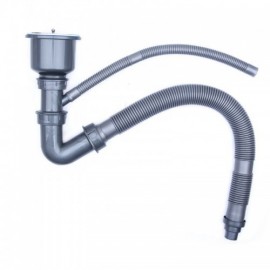 Black Round Kitchen Sink Single Washbasin D46Cm With Silver Steel Drain