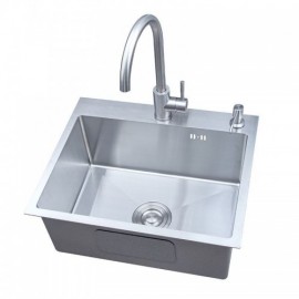 304 Stainless Steel Manual Single Sink With Drainage Soap Dispenser Without/With Faucet