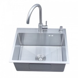 304 Stainless Steel Manual Single Sink With Drainage Soap Dispenser Without/With Faucet