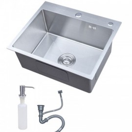 304 Stainless Steel Manual Single Sink With Drainage Soap Dispenser Without/With Faucet